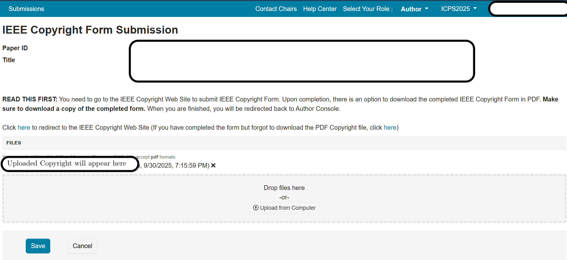 Copyright form uploaded example